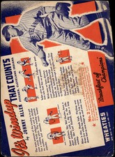 1939 WHEATIES JOHNNY ALLEN 2 FAIR SERIES 12 BASEBALL CLEVELAND INDIANS