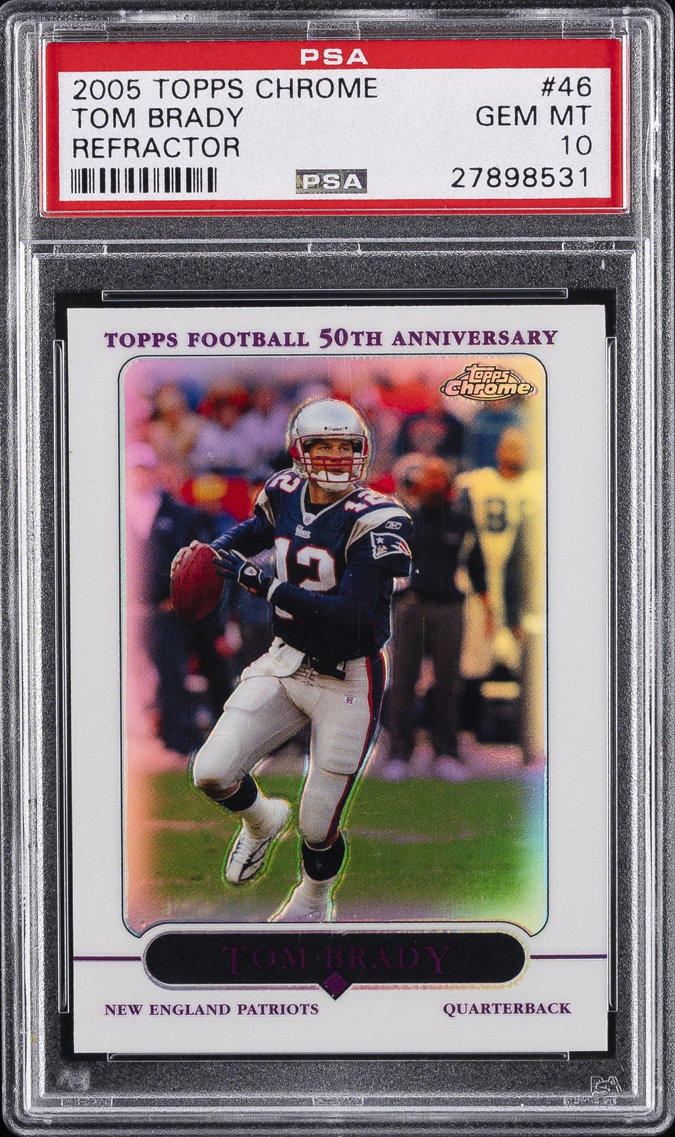 2005 TOPPS CHROME REFRACTOR #46 TOM BRADY PSA 10