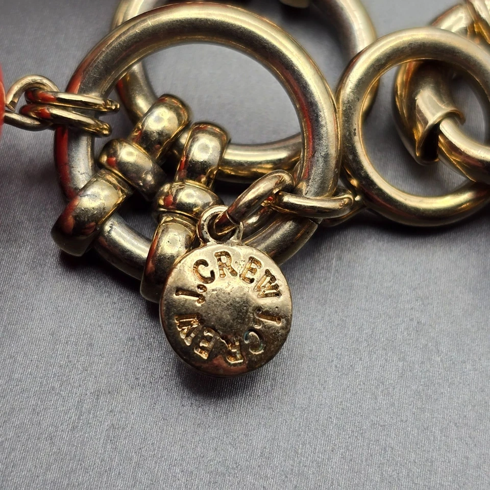 J. Pulsera Crew Gruesa Pasarela Naranja Lucite Bola 7" Anillos Chapados en Oro Declaración Foto 4 de 4