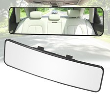 Car Rear view Mirrors, Nearly 12 Inch Wide Angle Clip On Rearview Mirror Black