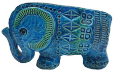 BITOSSI FLAVIA RIMINI BLUE POTTERY MID CENTURY STUDIO ITALY ELEPHANT STATUE