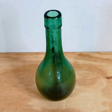 Vintage Reproduction Green Glass Onion Bottle 7" Tall Colonial Style Decor