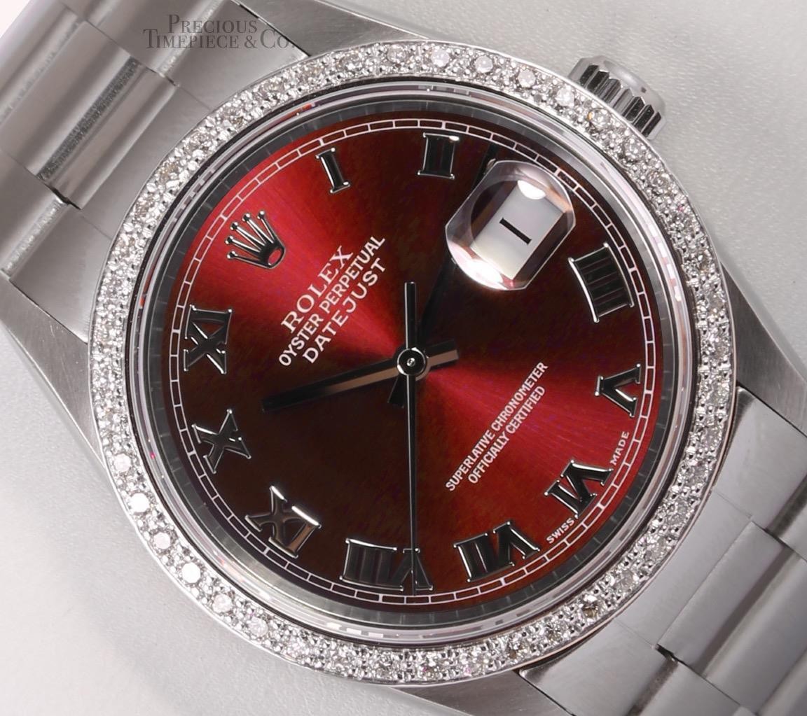 Rolex Datejust Stainless Steel Oyster Red