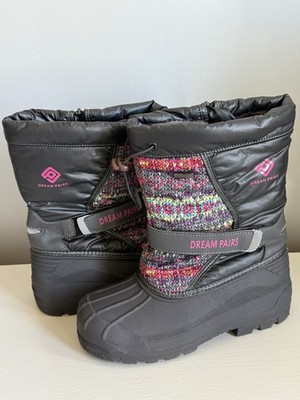 Dream Pairs Kamick Grey Pink Waterproof Insulated Snow Winter Boots Girl s 4