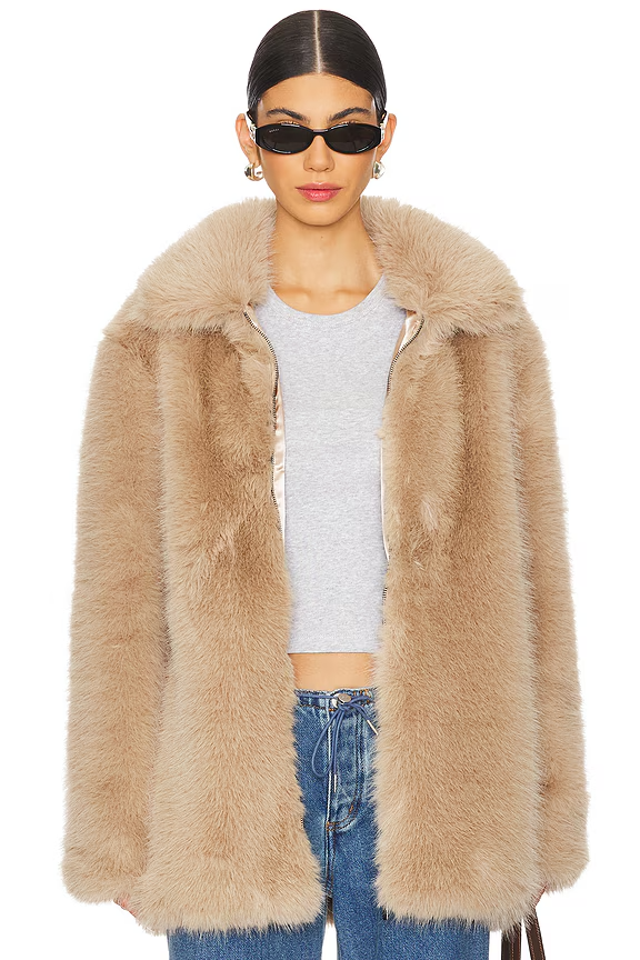 Sanctuary Carmen Faux Fur Coat in Chocolate Sundae S NWT $139