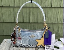 Coach Teri Shoulder Bag In Loved Denim With Charms Purse