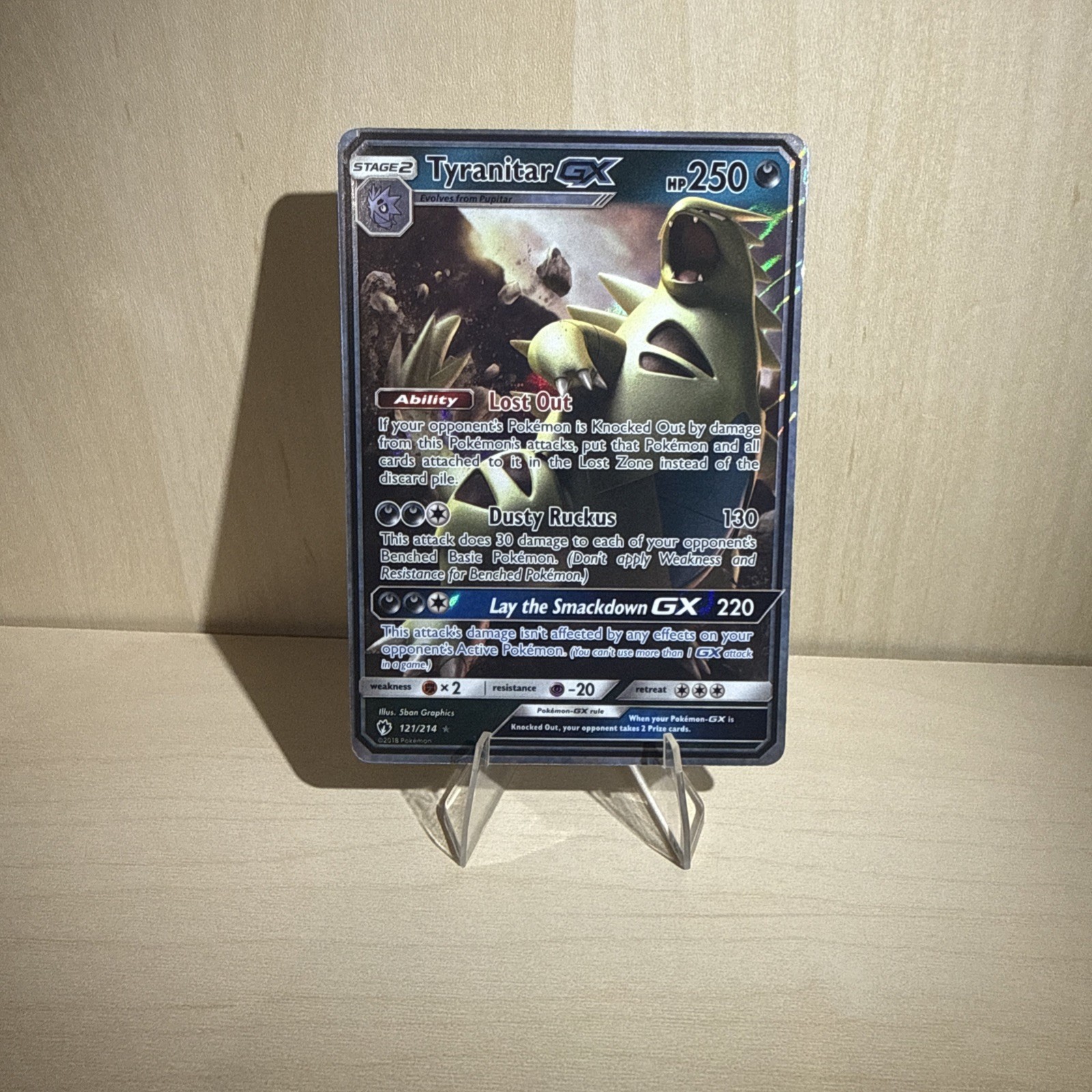 Pokemon Tyranitar GX Ultra Rare S&M Lost Thunder 121/214 NM