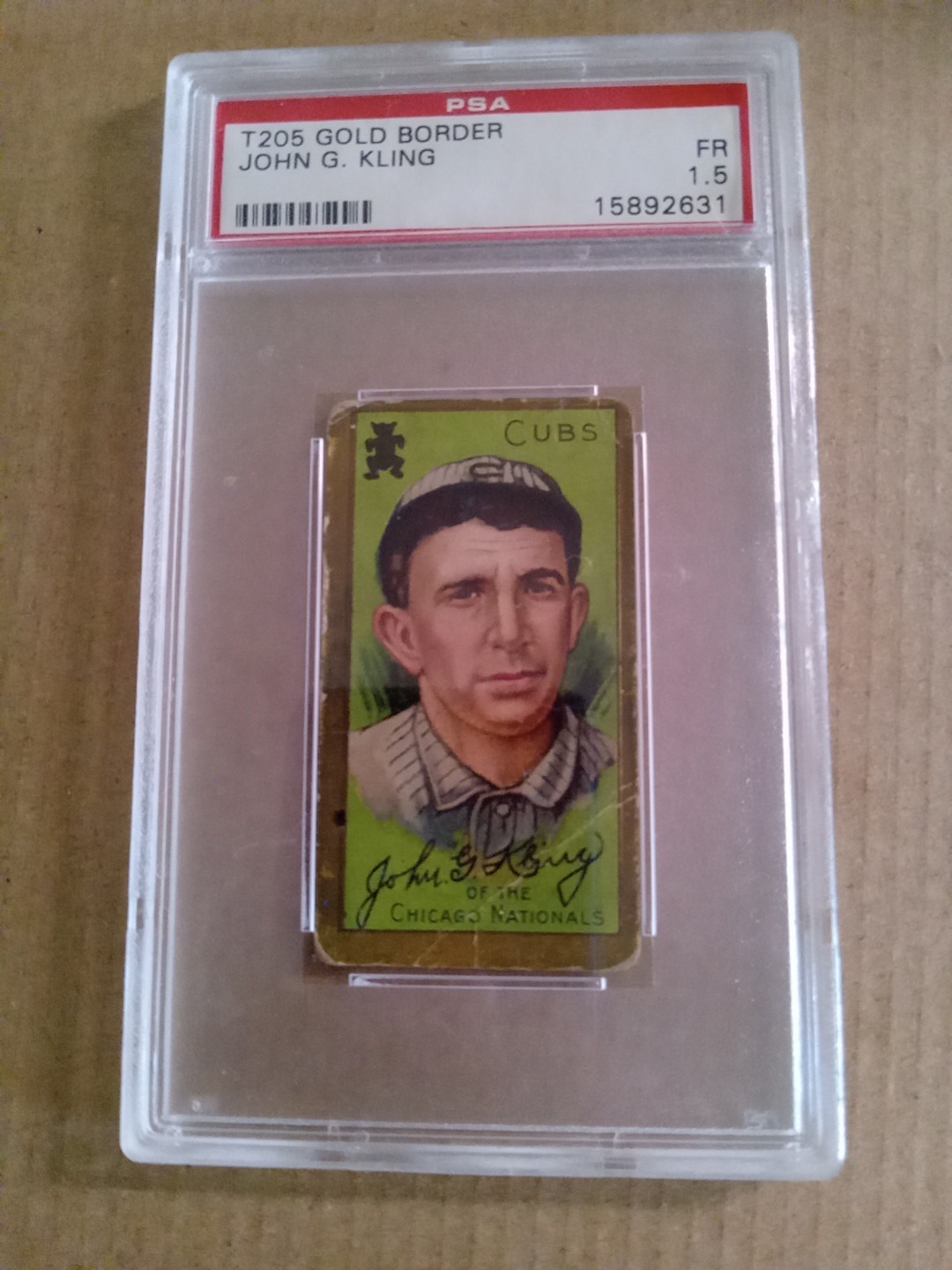 1911 T205 John Kling PSA 1.5 Honest Long Cut Gold Border CUBS Super Cool OLD!