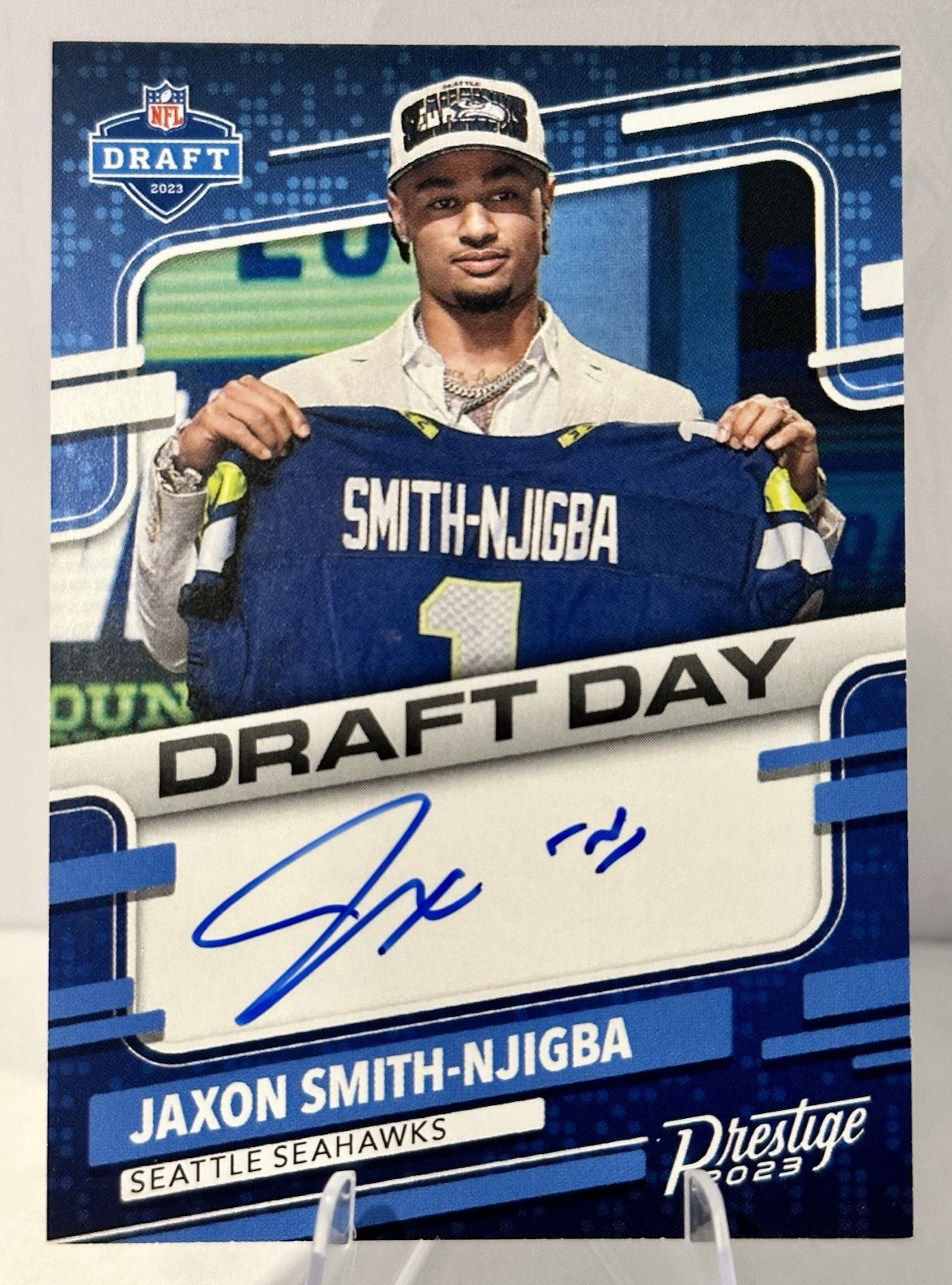 2023 Panini Prestige Rookies Jaxon Smith-Njigba Rookie Draft Day Auto - Blue Ink