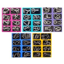 5Set Metal Wire Puzzle Mind Test Brain Teaser Educational Thinking Toy useful
