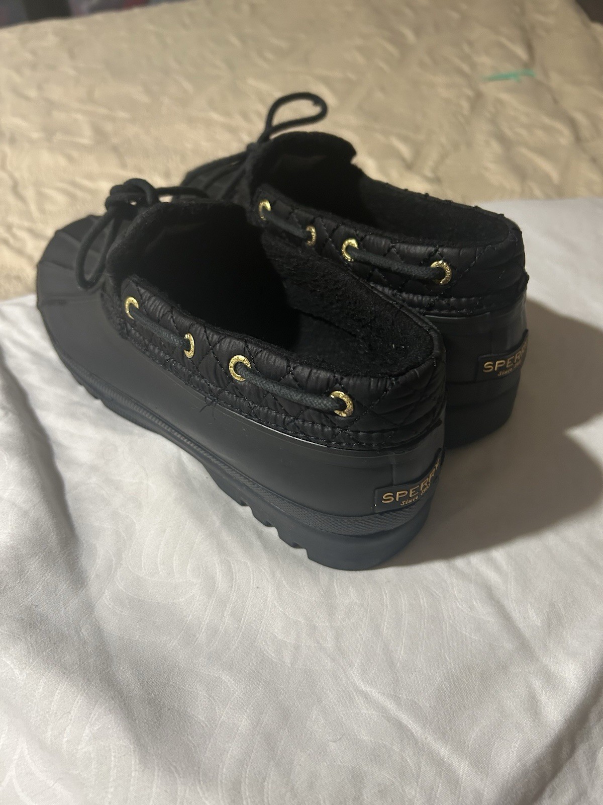 Sperry Top-Sider Black Rubber Low Duck Boots STS95272 Waterproof Womens  Sz 9.5