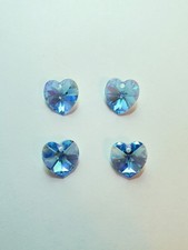 Swarovski 6202 10mm Heart Pendant Charm Aquamarine AB 4pcs 