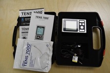TENS 7000 Rechargeable Unit Muscle Stimulator, 4 Electrodes/Unit Pads, New