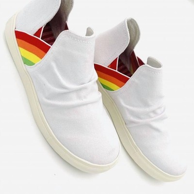 Very G Women's Slip On Rainbow High Top Sneakers White Rainbow