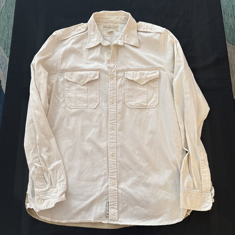 Men’s Lg Ralph Lauren Denim & Supply Military Style Button Up Shirt w/Graphics