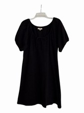 Madewell Black Gauze Ribbed Mini Dress Elastic Sleeves Empire Waist Size XL