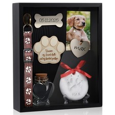 Pet Memorial Shadow Box Dog Memorial Shadow Box Picture Frame with Clay Pet P...
