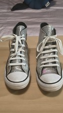Converse Chuck Taylor All Star Hi 5.5 Metallic Silver Glitter Shoes A01475C