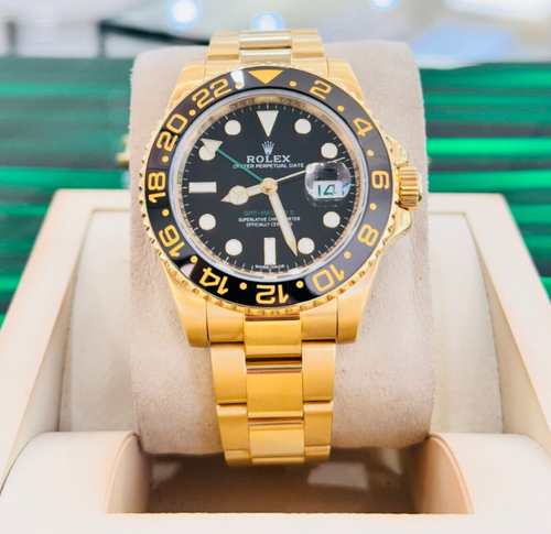 Rolex GMT-Master II 116718LN 18k Y Gold Black Dial Box Service Card & Rubber B - Picture 9 of 18