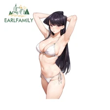 EARLFAMILY 5.1" Anime Sexy Bikini Komi Waifu Car Decals Vinyl Campervan Stickers