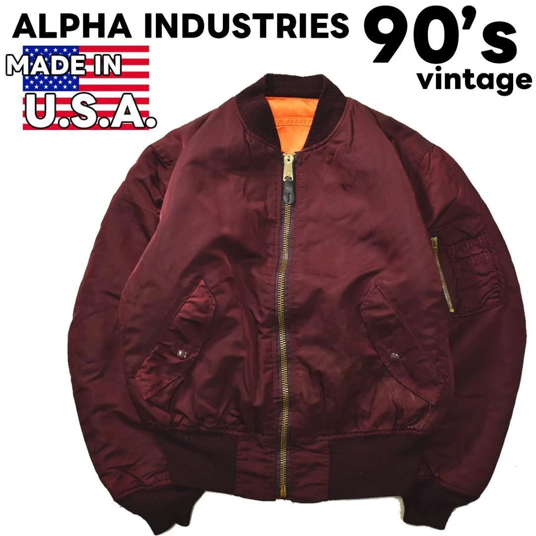 [Japan Used Fashion] Made In Usa Alpha Ma-1 Flight Jacket Wine-Red