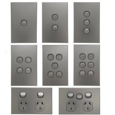 Pack of 10 3A AU 1 2 3 4 5 6 Gang Wall Switch & Powerpoints - Silver - Slim -SAA