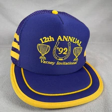 Varney Invitational Hat Mens One Size Purple Trucker Cap 3 Stripe Vtg Otto Cap