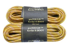 2 Pair Gold-Brown-Tan 7/32 thick heavy duty shoelaces made with Kevlar strands 