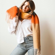 Color Block Scarf by PS - Orange, Multicolored Striped Scarf - Super Soft NWT