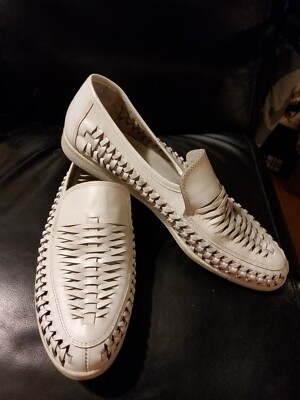  MEN'S WHITE LEATHER  Hurachi SLIP ON SHOE SIZE 10D MADE IN BRAZIL WEEKENDS