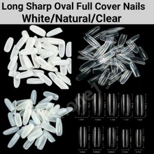 100Pcs Long Oval Full Cover Artificial False Nail Tips Press on Nail -Jargod