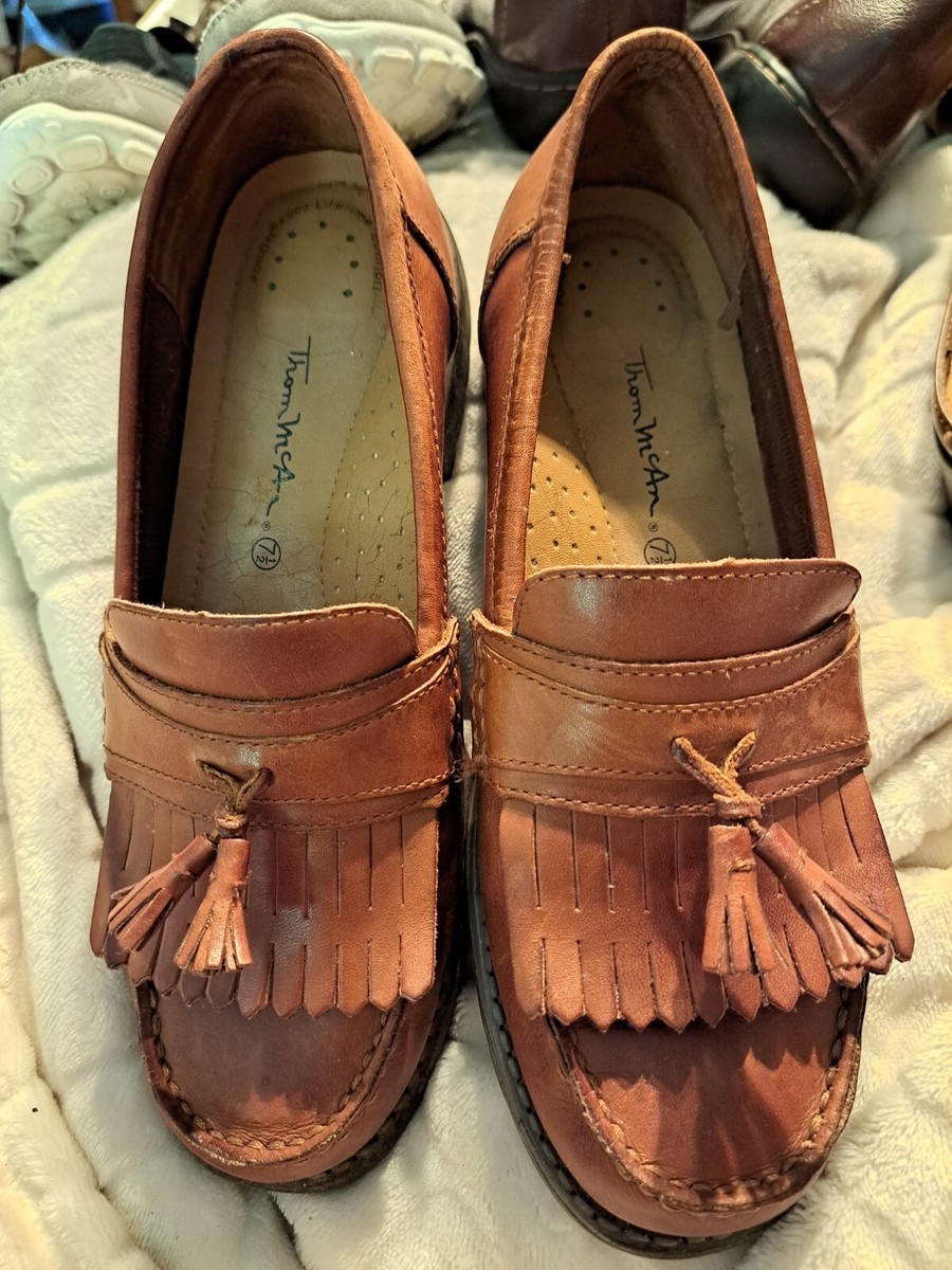Thom Mcan Wms Brown Genuine Leather Slip On Loafers Shoes