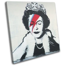 Graffiti Bowie The Queen Pop Banksy Street SINGLE CANVAS WALL ART Picture Print
