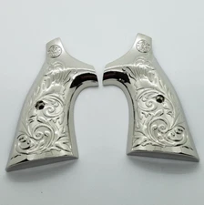 Custom Smith & Wesson Scroll Metal Grips - K-Frame Square Butt Mirror Nickel
