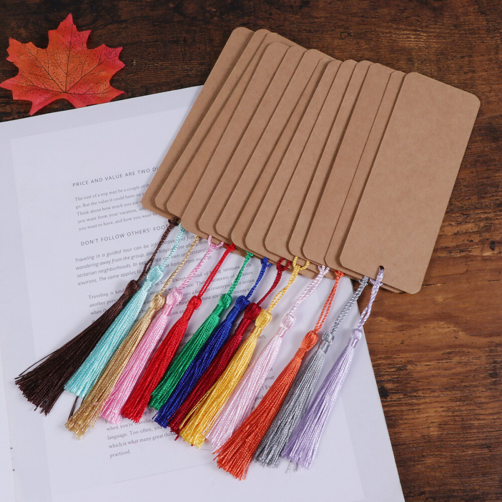 24pcs Paper Blank Bookmarks with Tassel Cardstock for DIY Projects