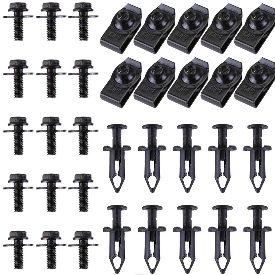 35 Body Bolts & U-nut Clips-M6 Engine Under Cover Splash Shield Guard for Nissan - Imagem 3 de 4