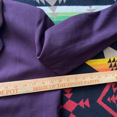 Vtg Christian Dior Women Plum Purple Velvet Collar/Cuffs Wool