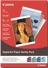 Canon Inkjet PhotoPaper 13"x19"-5 ea. Museum Etching,Photo Rag,Matte & Semi Glos