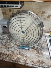 Vintage Nesco 3 Speed Oscilating Fan Blue Metal Body Blows Great 