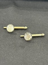 Swank Shirt Studs Black Mother of Pearl Vintage Gold Tone Buttons