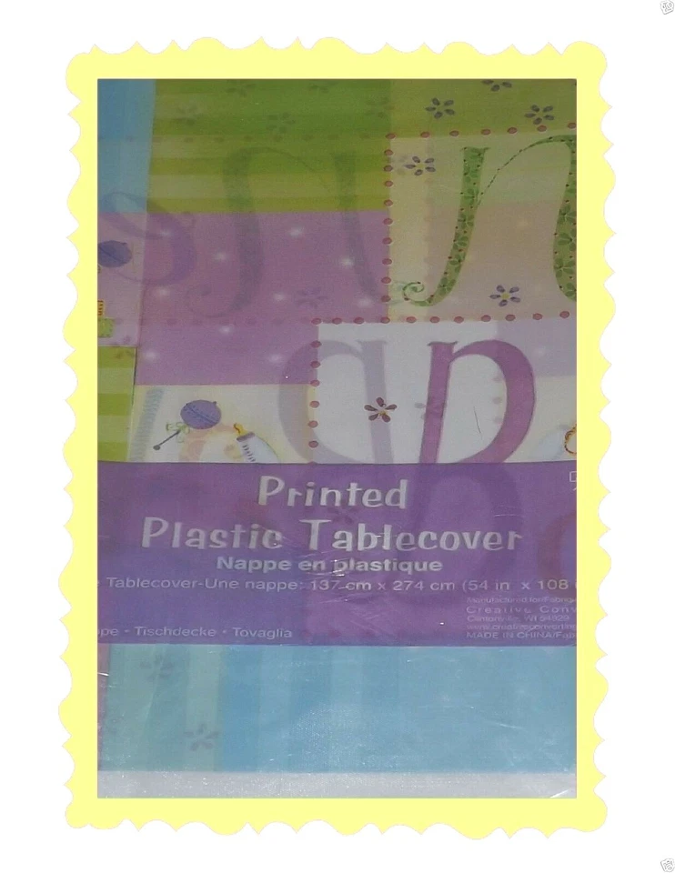 New Baby Patchwork Table Cover, Baby Shower Table Cloth Mom-to-be  - 54" x 108" - Image 4 of 4
