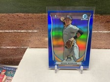 Brian Schales 2014 Bowman Draft #CDP103 Chrome Blue Refractors SN #/399 Marlins