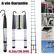 20FT Extensible Télescopique Échelle Alu Télescopique Pliante Échelle + Crochets