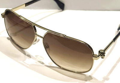 Alexander McQueen AM0019s 002 Gold Sunglasses Brown Lens Sonnenbrille  63-11-130