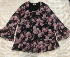 Show Me Your Mumu Black With Pink Roses Long Sleeve Margot Mini Dress Size S