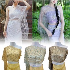 Sequin Beads Lace Shawl Glitter Scarf Mesh Wrap Ethnic Tourism Beach Cover Women