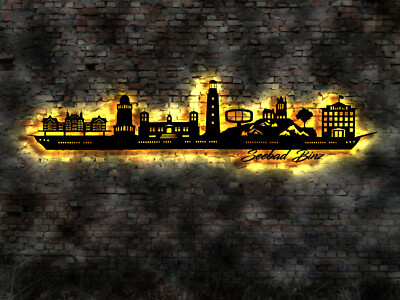220cm LED skyline Binz Rügen city wall decal wall sticker book travel