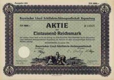 Bayerischer Lloyd Schiffahrt 1931 Regensburg Donau Göring 1000 RM Stinnes DEKO