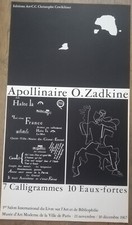 ZADKINE LITHOGRAPHIC POSTER APOLLINAIRE 7 CALLIGRAMMES 10 EAUX FORTES 1967 PARIS