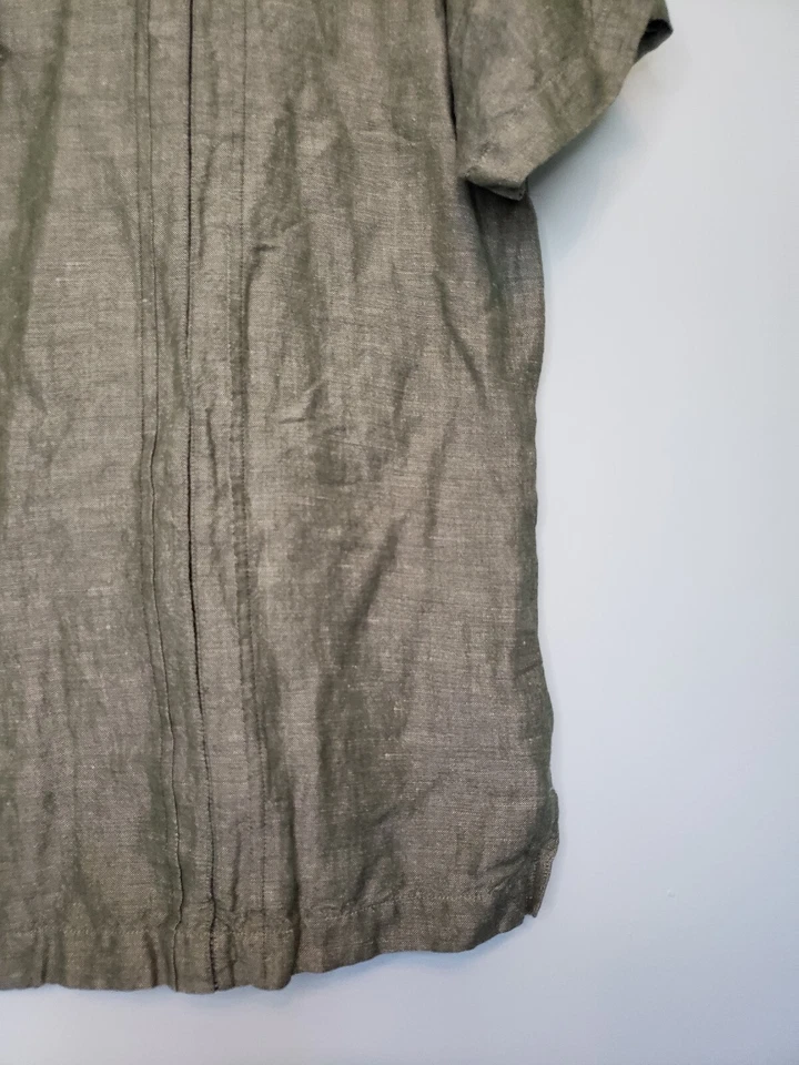 Camisa Axcess Claiborne Mujer Talla L Botón Lino Mezcla Rayón Verde Manga Corta Foto 3 de 4